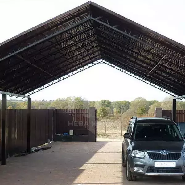 Двускатный навес для автотранспорта