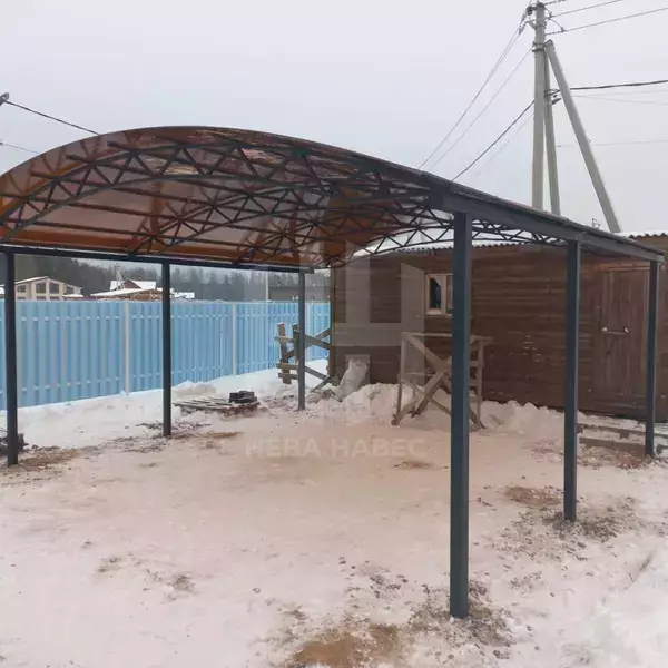 Авто навес из поликарбоната бронзового цвета