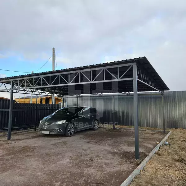 односкатный навес с хозблоком